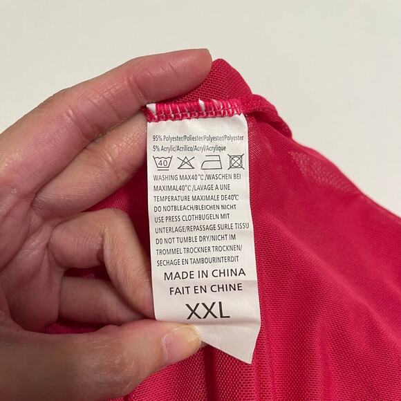 Fairy Slip Dress Babydoll Lingerie Hot Pink Size XXL Lace Mesh‎ Sheer Intimates - Picture 5 of 11